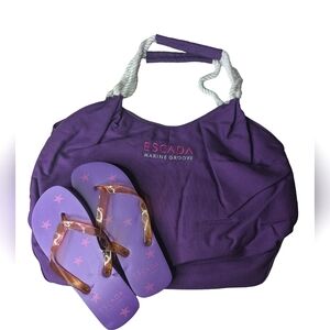 Escada purple beach tote
